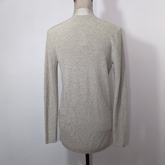 NWT Ann Taylor Shimmer Open Cardigan Sweater Tan Golden Festive XS - Picture 6 of 11